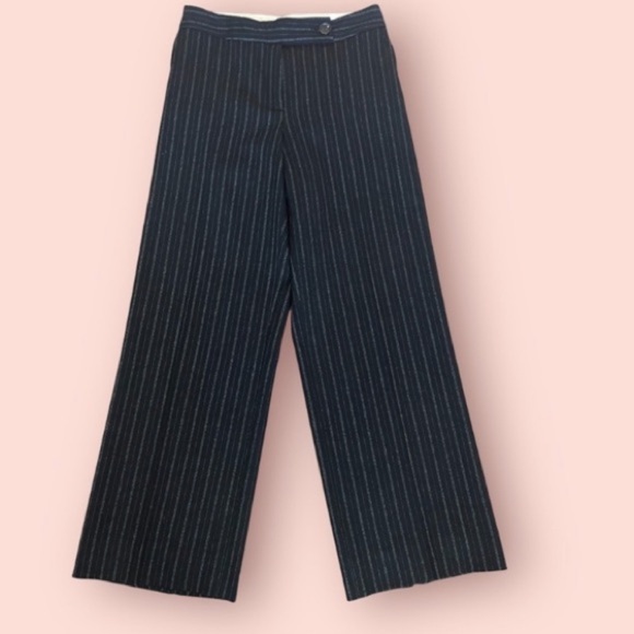 Missoni Wool wide casual career Trousers‎ in Black Pinstripe green size 8 - Picture 12 of 14